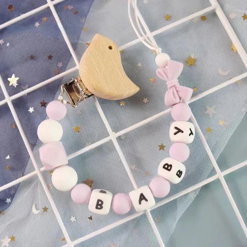 Custom Baby Pacifier Clips Personalize Name Dummy Nipple Holder Chains Infant Feeding Soother Teether Teething Toys Chew Gift
