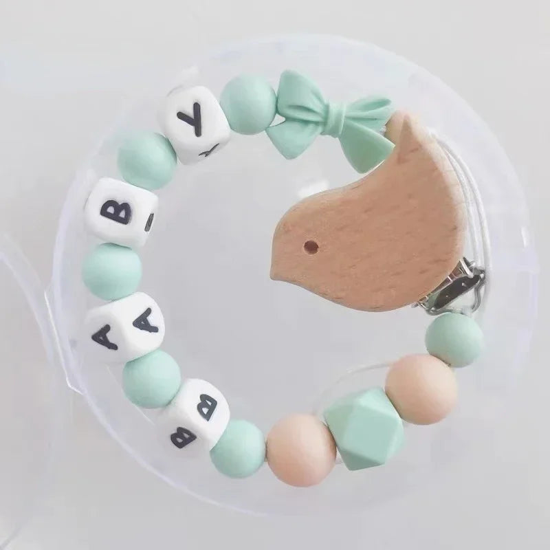 Custom Baby Pacifier Clips Personalize Name Dummy Nipple Holder Chains Infant Feeding Soother Teether Teething Toys Chew Gift