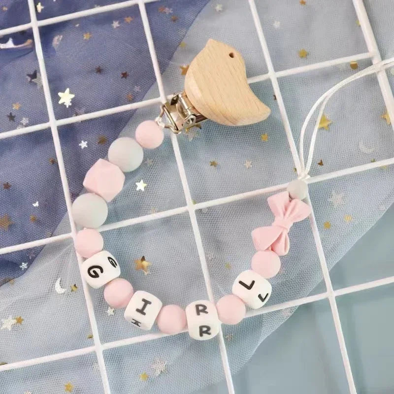 Custom Baby Pacifier Clips Personalize Name Dummy Nipple Holder Chains Infant Feeding Soother Teether Teething Toys Chew Gift